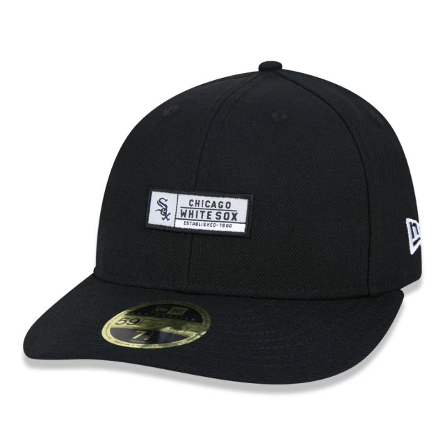 Boné 59FIFTY Low Profile MLB Chicago White Sox College Label Aba Pré Curvada Fitted Preto