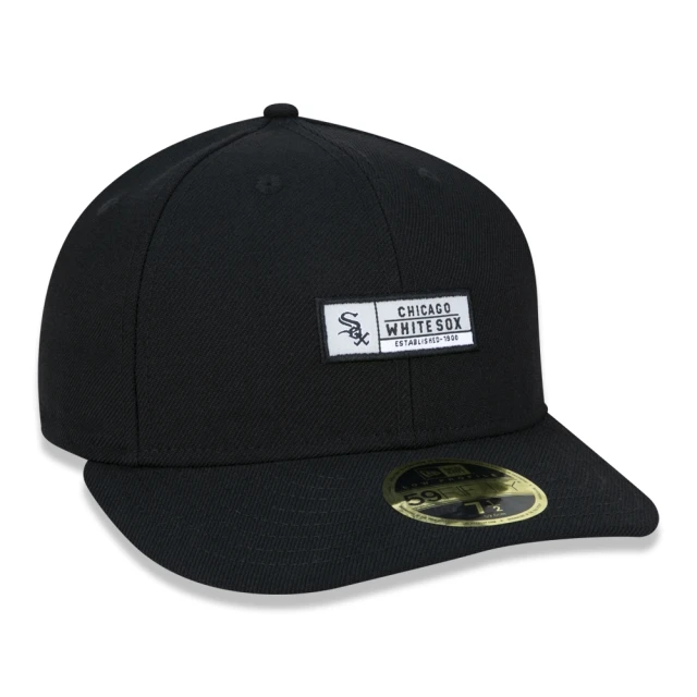 Boné 59FIFTY Low Profile MLB Chicago White Sox College Label Aba Pré Curvada Fitted Preto