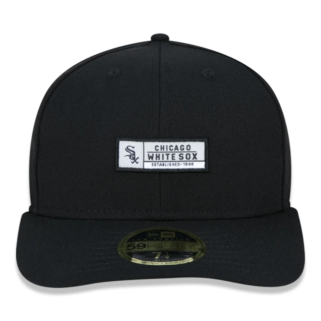 Boné 59FIFTY Low Profile MLB Chicago White Sox College Label Aba Pré Curvada Fitted Preto