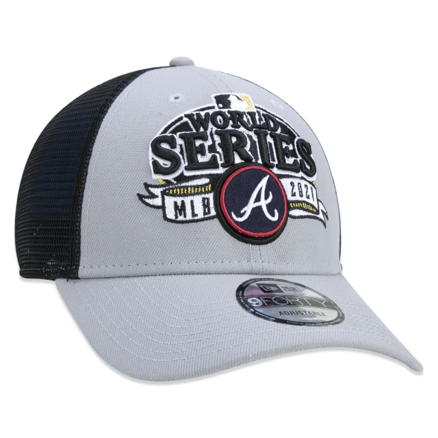 Boné 9FORTY Atlanta Braves Campeão Da Liga Locker Room MLB Ajustável Aba Curva