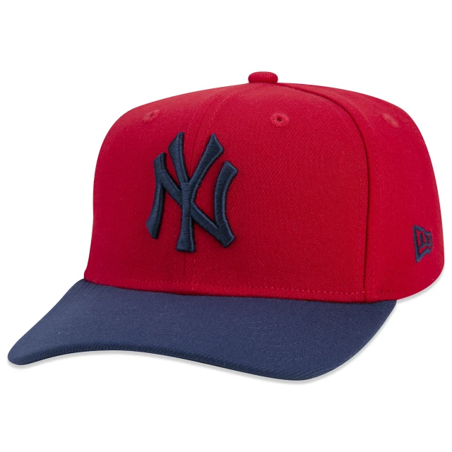 Boné 9FIFTY Stretch Snap Snapback MLB New York Yankees Vintage Aba Curva Vermelho