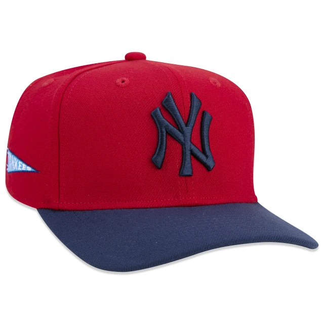 Boné 9FIFTY Stretch Snap Snapback MLB New York Yankees Vintage Aba Curva Vermelho