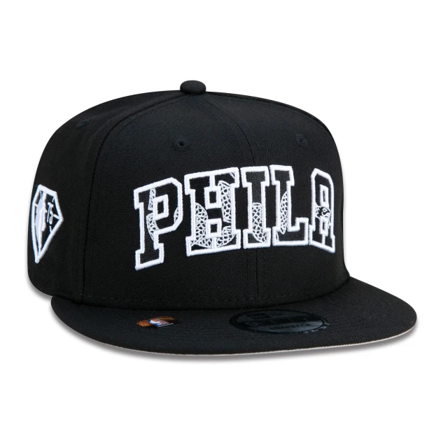 Boné 9FIFTY Philadelphia 76ers NBA Authentic Draft Series Aba Reta Preto