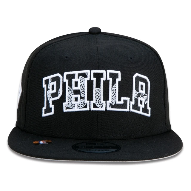 Boné 9FIFTY Philadelphia 76ers NBA Authentic Draft Series Aba Reta Preto