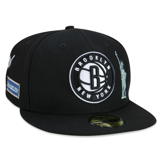 Boné 59FIFTY Brooklyn Nets City Transit Aba Reta Preto