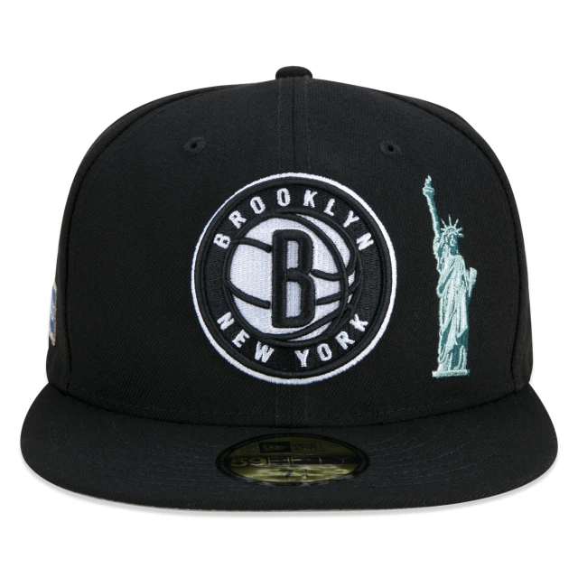 Boné 59FIFTY Brooklyn Nets City Transit Aba Reta Preto