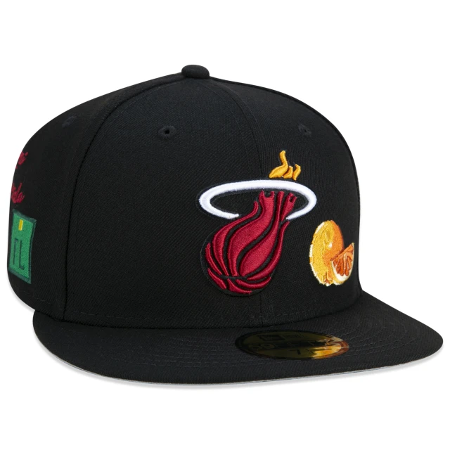 Boné 59FIFTY Miami Heat City Transit Aba Reta Preto