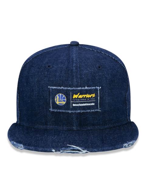 Boné 59FIFTY Aba Reta Fechado NBA Golden State Warriors Denim Applique