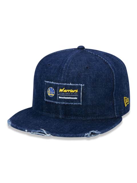 Boné 59FIFTY Aba Reta Fechado NBA Golden State Warriors Denim Applique