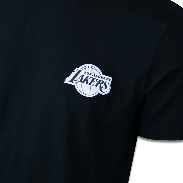 Camiseta Black Pack NBA Los Angeles Lakers Manga Curta Preta