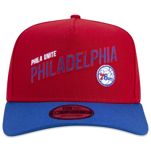 Boné 9FORTY A-Frame Snapback NBA Philadelphia 76Ers Core Aba Curva Vermelho