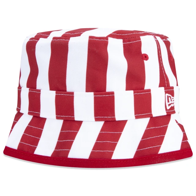 Chapéu Bucket Feminino Listrado Branco Vermelho