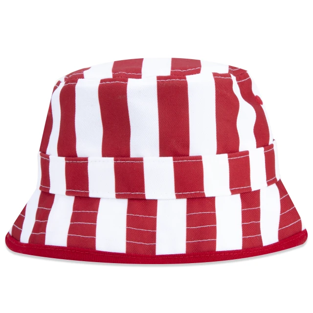 Chapéu Bucket Feminino Listrado Branco Vermelho