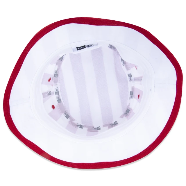 Chapéu Bucket Feminino Listrado Branco Vermelho
