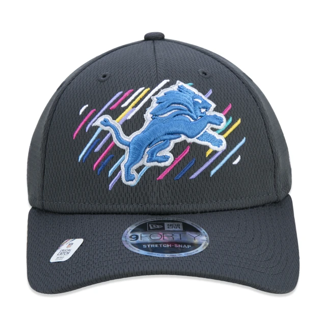 Boné 9FORTY Stretch Snap Detroit Lions Crucial Catch Aba Curva Preto