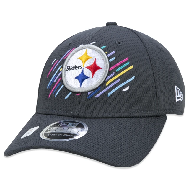 Boné 9FORTY Stretch Snap Pittsburgh Steelers Crucial Catch Aba Curva Preto