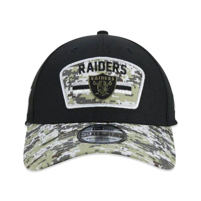 Boné 39THIRTY Stretch Fit Las Vegas Raiders Salute To Service NFL Fechado Aba Curva Preto