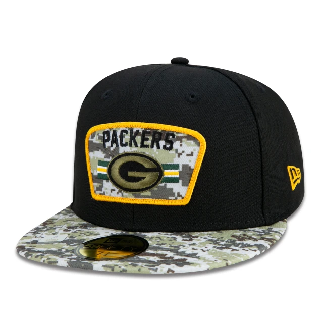 Boné 59FIFTY Green Bay Packers Salute To Service NFL Fitted Aba Reta Preto