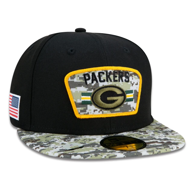 Boné 59FIFTY Green Bay Packers Salute To Service NFL Fitted Aba Reta Preto