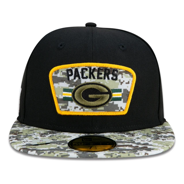 Boné 59FIFTY Green Bay Packers Salute To Service NFL Fitted Aba Reta Preto