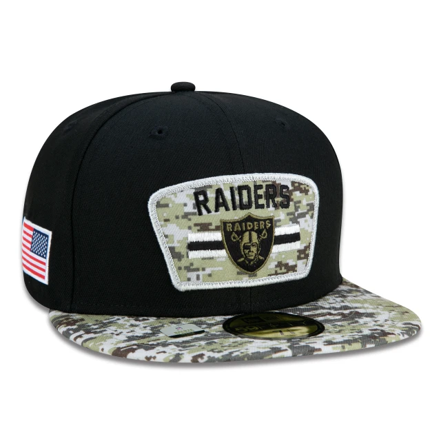 Boné 59FIFTY Las Vegas Raiders Salute To Service NFL Fitted Aba Reta Preto