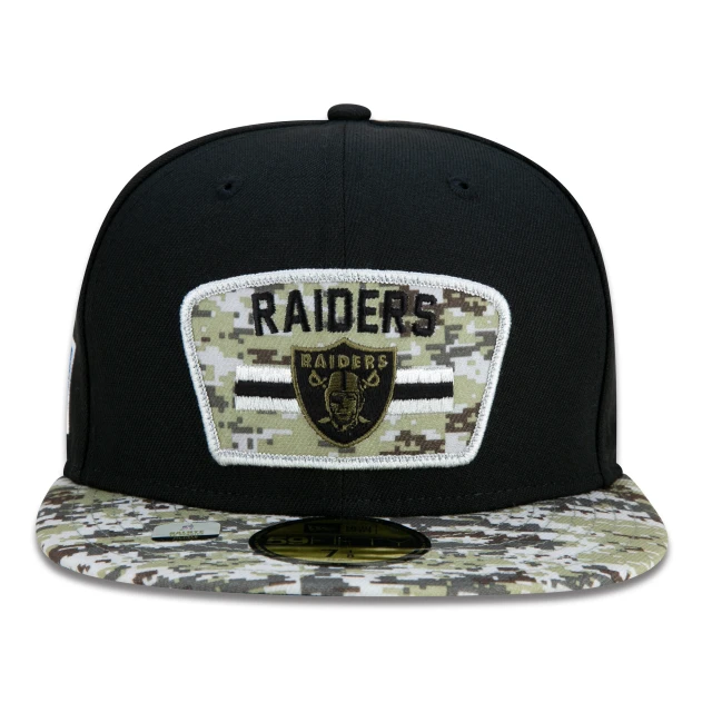 Boné 59FIFTY Las Vegas Raiders Salute To Service NFL Fitted Aba Reta Preto