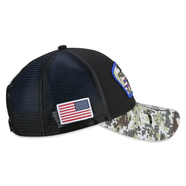 Boné 9FORTY Trucker Buffalo Bills Salute To Service NFL Snapback Aba Curva Preto