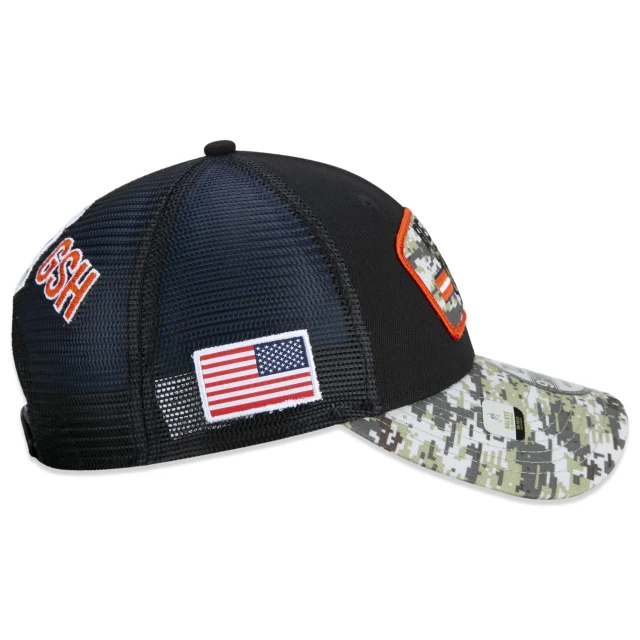 Boné 9FORTY Trucker Chicago Bears Salute To Service NFL Snapback Aba Curva Preto