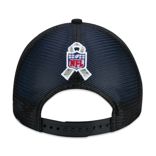 Boné 9FORTY Trucker Las Vegas Raiders Salute To Service NFL Snapback Aba Curva Preto
