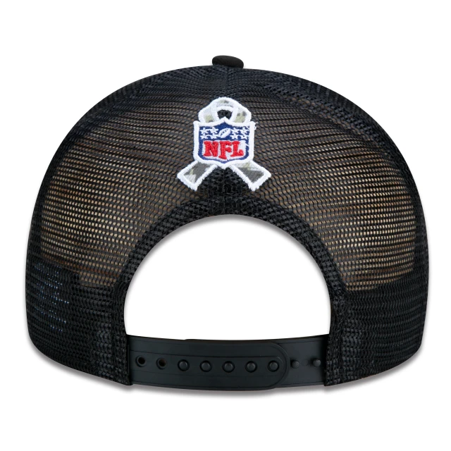 Boné 9FIFTY Trucker Baltimore Ravens Salute To Service NFL Snapback Aba Reta Preto