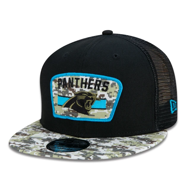 Boné 9FIFTY Trucker Carolina Panthers Salute To Service NFL Snapback Aba Reta Preto