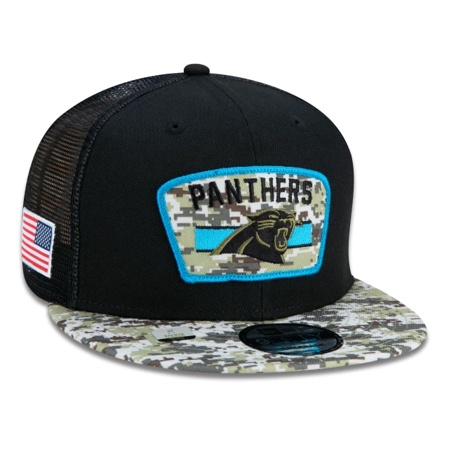 Boné 9FIFTY Trucker Carolina Panthers Salute To Service NFL Snapback Aba Reta Preto