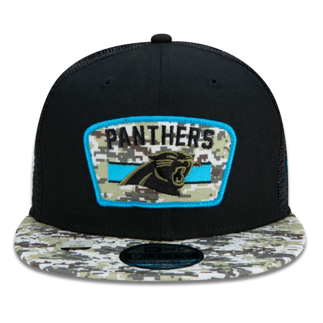 Boné 9FIFTY Trucker Carolina Panthers Salute To Service NFL Snapback Aba Reta Preto