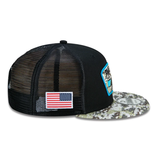 Boné 9FIFTY Trucker Carolina Panthers Salute To Service NFL Snapback Aba Reta Preto
