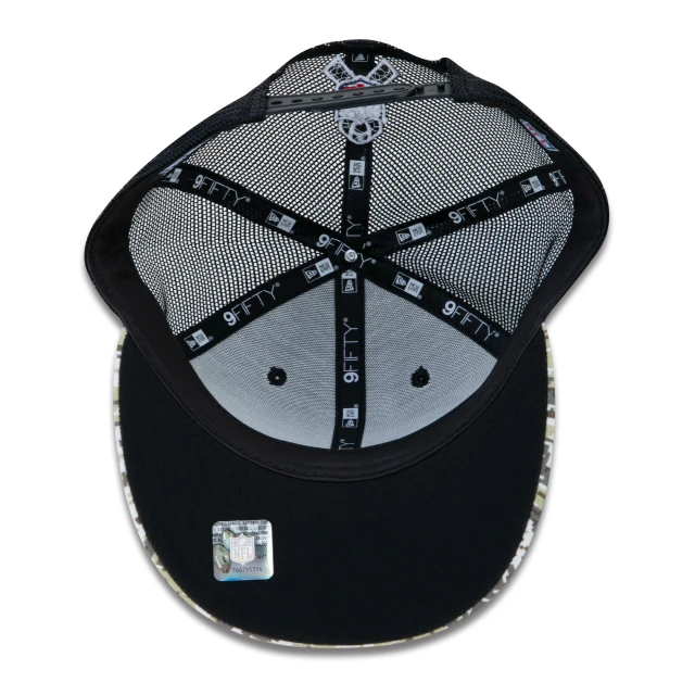 Boné 9FIFTY Trucker Carolina Panthers Salute To Service NFL Snapback Aba Reta Preto