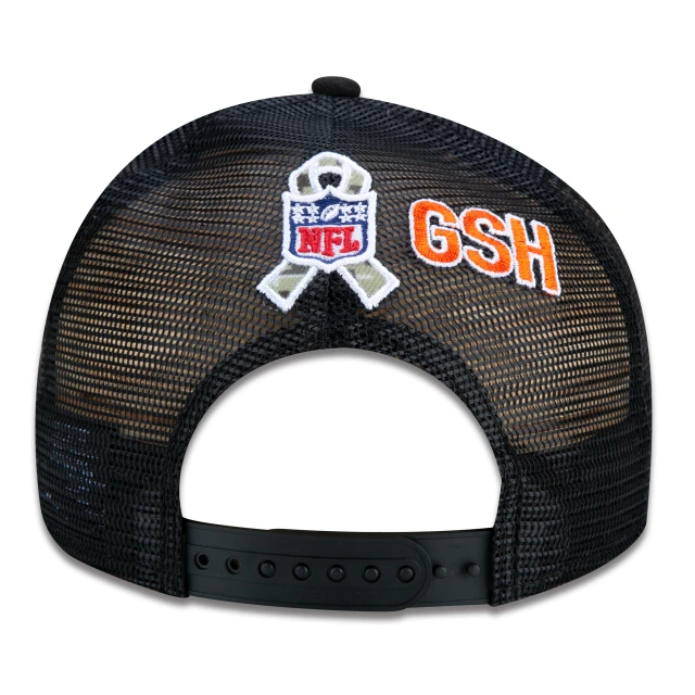 Boné 9FIFTY Trucker Chicago Bears Salute To Service NFL Snapback Aba Reta Preto