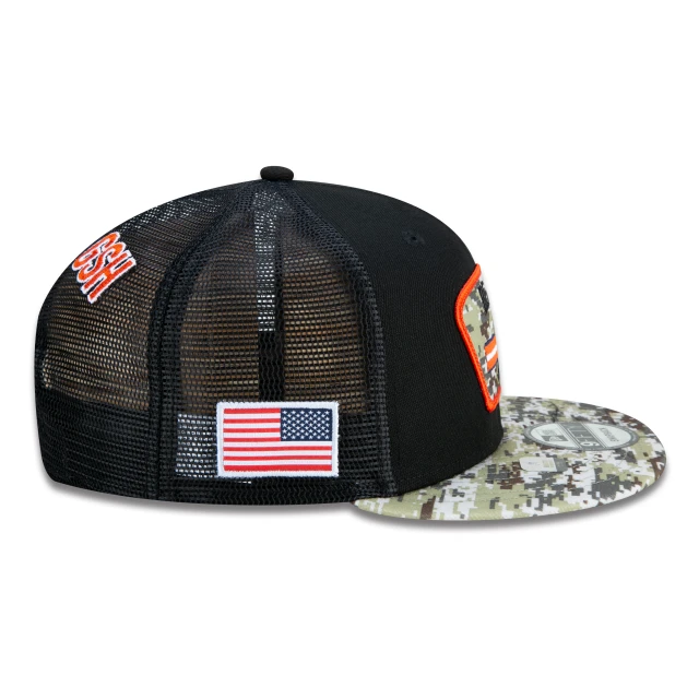 Boné 9FIFTY Trucker Chicago Bears Salute To Service NFL Snapback Aba Reta Preto