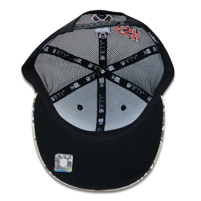 Boné 9FIFTY Trucker Chicago Bears Salute To Service NFL Snapback Aba Reta Preto