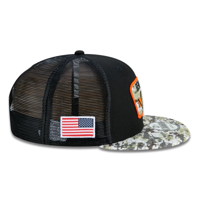 Boné 9FIFTY Trucker Cincinnati Bengals Salute To Service NFL Snapback Aba Reta Preto