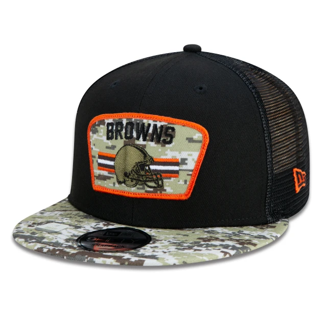 Boné 9FIFTY Trucker Cleveland Browns Salute To Service NFL Snapback Aba Reta Preto