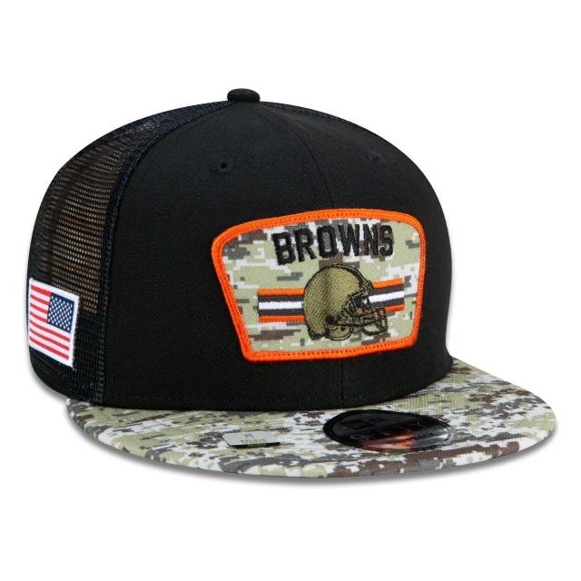 Boné 9FIFTY Trucker Cleveland Browns Salute To Service NFL Snapback Aba Reta Preto