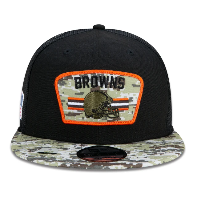 Boné 9FIFTY Trucker Cleveland Browns Salute To Service NFL Snapback Aba Reta Preto