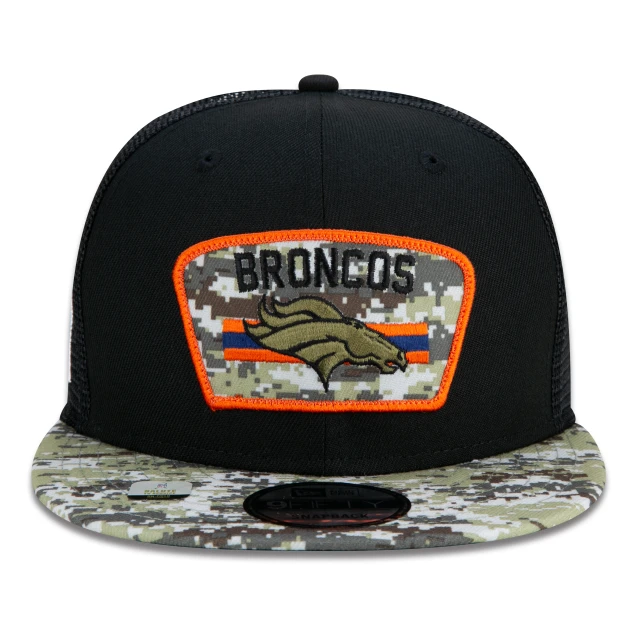 Boné 9FIFTY Trucker Denver Broncos Salute To Service NFL Snapback Aba Reta Preto
