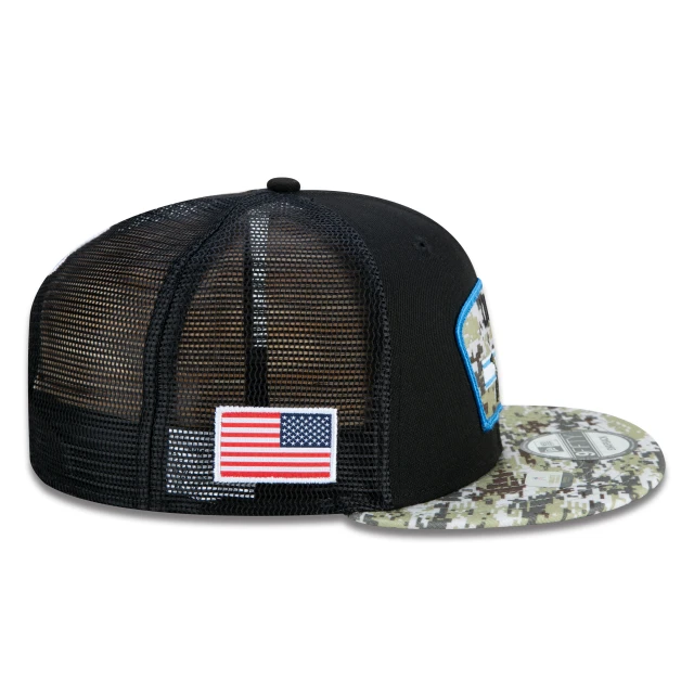 Boné 9FIFTY Trucker Detroit Lions Salute To Service NFL Snapback Aba Reta Preto