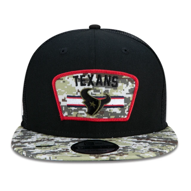 Boné 9FIFTY Trucker Houston Texans Salute To Service NFL Snapback Aba Reta Preto