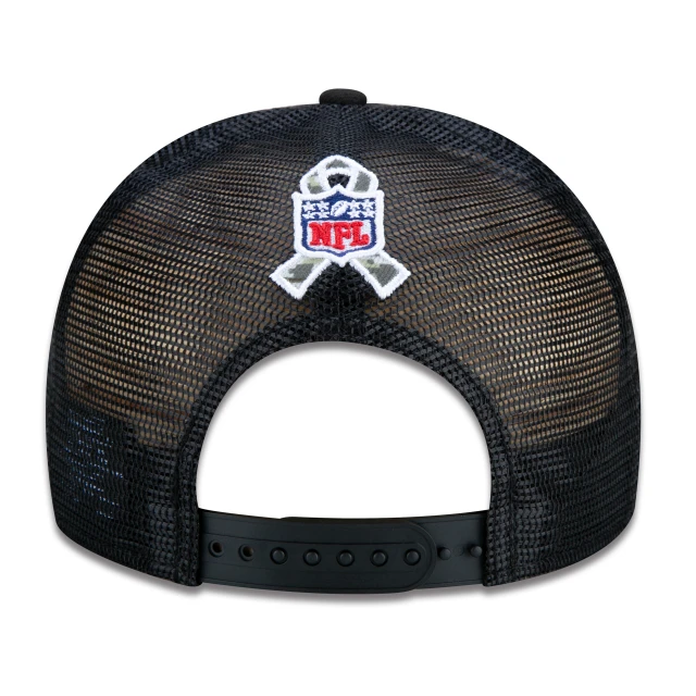 Boné 9FIFTY Trucker Houston Texans Salute To Service NFL Snapback Aba Reta Preto