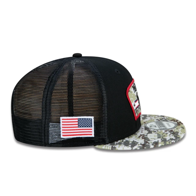 Boné 9FIFTY Trucker Houston Texans Salute To Service NFL Snapback Aba Reta Preto
