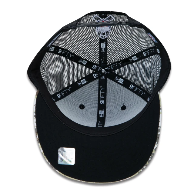 Boné 9FIFTY Trucker Houston Texans Salute To Service NFL Snapback Aba Reta Preto
