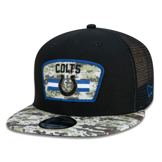 Boné 9FIFTY Trucker Indianapolis Colts Salute To Service NFL Snapback Aba Reta Preto