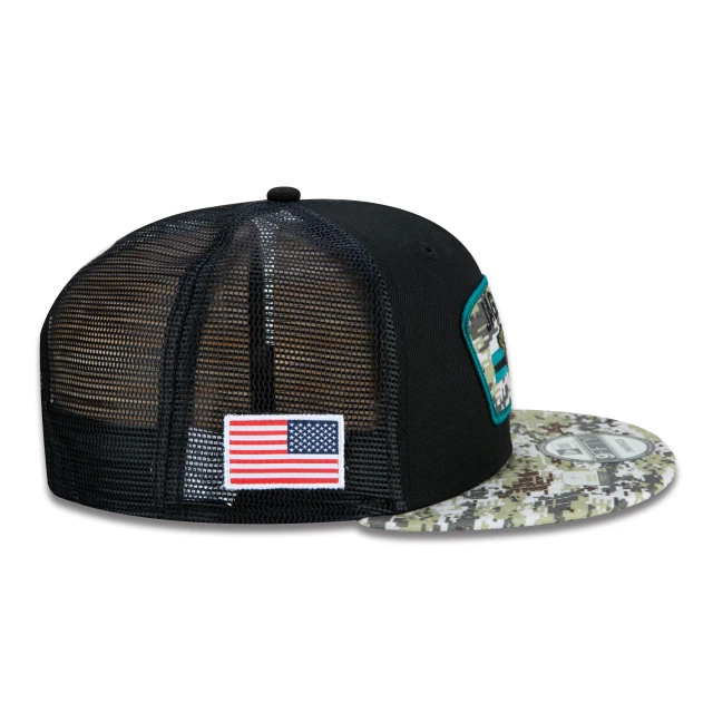 Boné 9FIFTY Trucker Jacksonville Jaguars Salute To Service NFL Snapback Aba Reta Preto